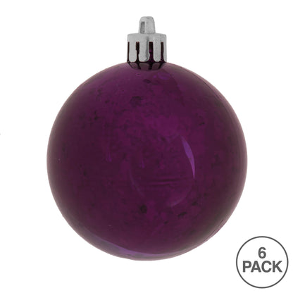 Vickerman 4" Plum Shiny Mercury Ball Ornament 6 per Bag