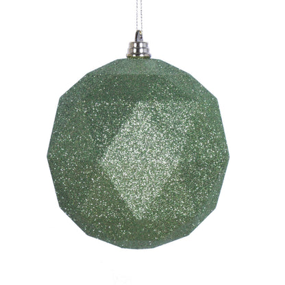 Vickerman 8" Lime Glitter Geometric Ball Ornament