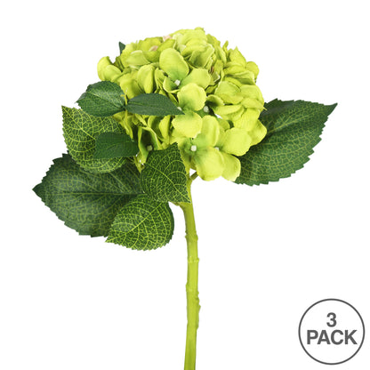 Vickerman 15" Short Stem Artificial Green Hydrangea Set of 3