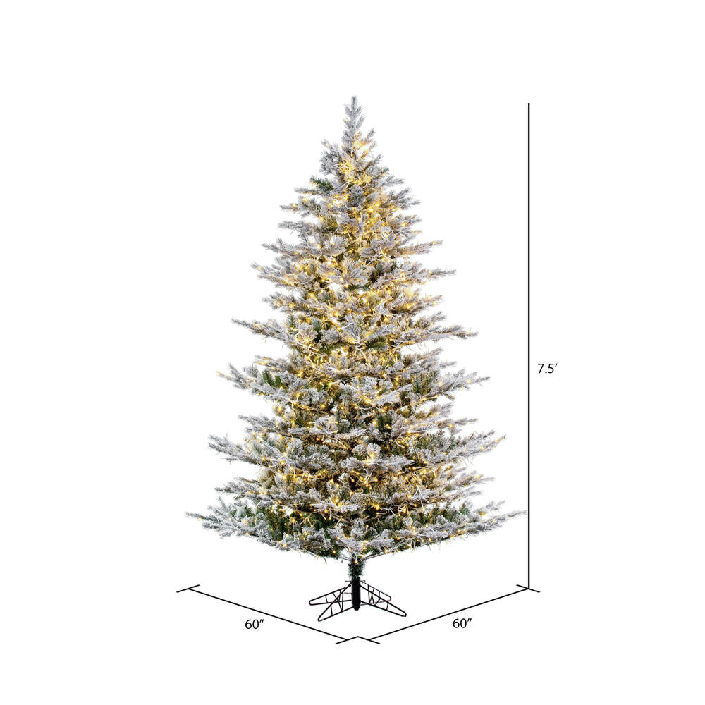 Vickerman 7.5' x 60" Flocked Kiana Artificial Christmas Tree 3mm LED Color Changing Lights
