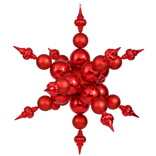 Vickerman 39" Red Shiny and Glitter Radical Snowflake Christmas Ornament