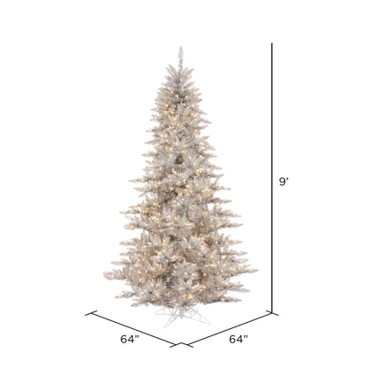Vickerman 9' Silver Tinsel Fir Artificial Christmas Tree Warm White Dura-lit LED Lights