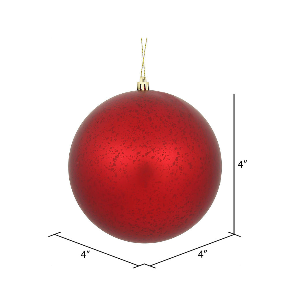 Vickerman 4" Red Matte Mercury Ball Ornament 6 per Bag.