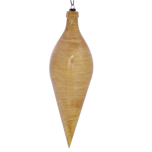 Vickerman 12" Tan Wood Grain Shuttle Ornament. These ornaments are the perfect addition to any holiday decorating project. They feature a light wood grain pattern. Includes 2 pieces per pack.