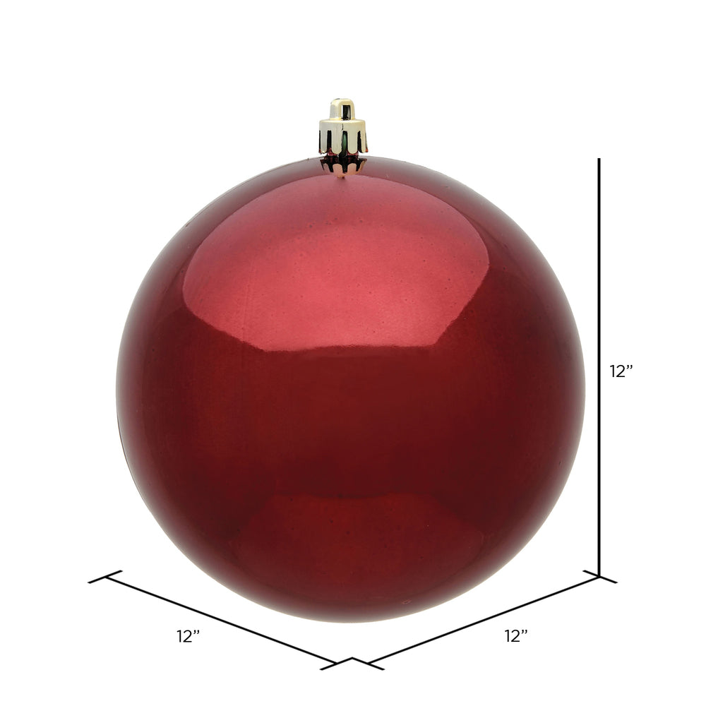 Vickerman 12" Burgundy Shiny Ball Ornament