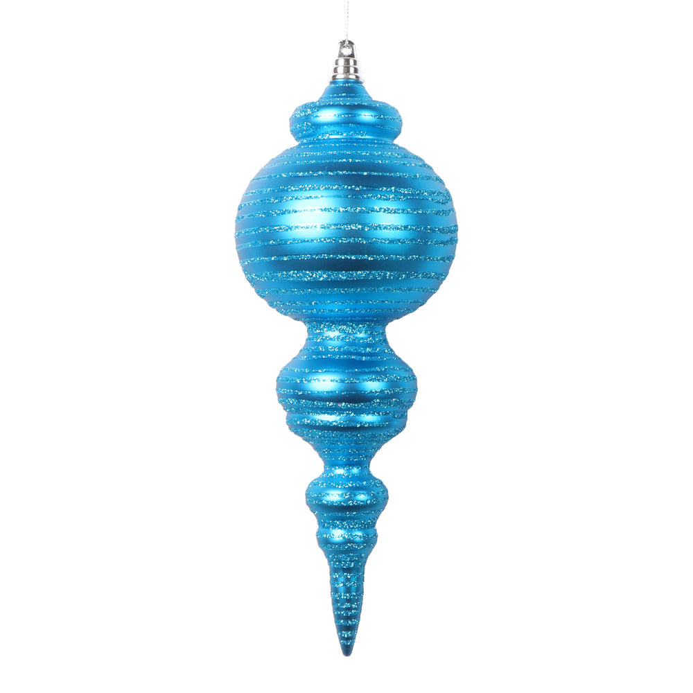 Vickerman 10" Matte Turquoise Finial Ornament 2 per bag.