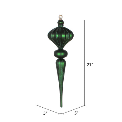 Vickerman 21" Emerald Matte Finial Ornament with Glitter Accents