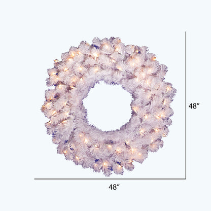 Vickerman 48" Crystal White Spruce Artificial Christmas Wreath Clear Dura-lit Incandescent Mini Lights