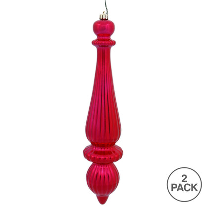 Vickerman 14" Red Matte Finial Drop Ornament Pack of 2