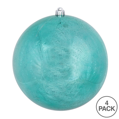 Vickerman 6" Teal Shiny Mercury Ball Ornament 4 per Bag