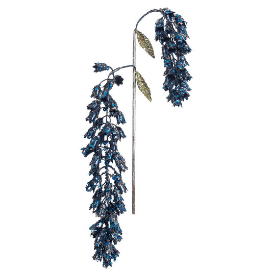Vickerman 20" Blue Pearl Glitter Hanging Foxglove Artificial Christmas Spray. Includes 3 sprays per pack.