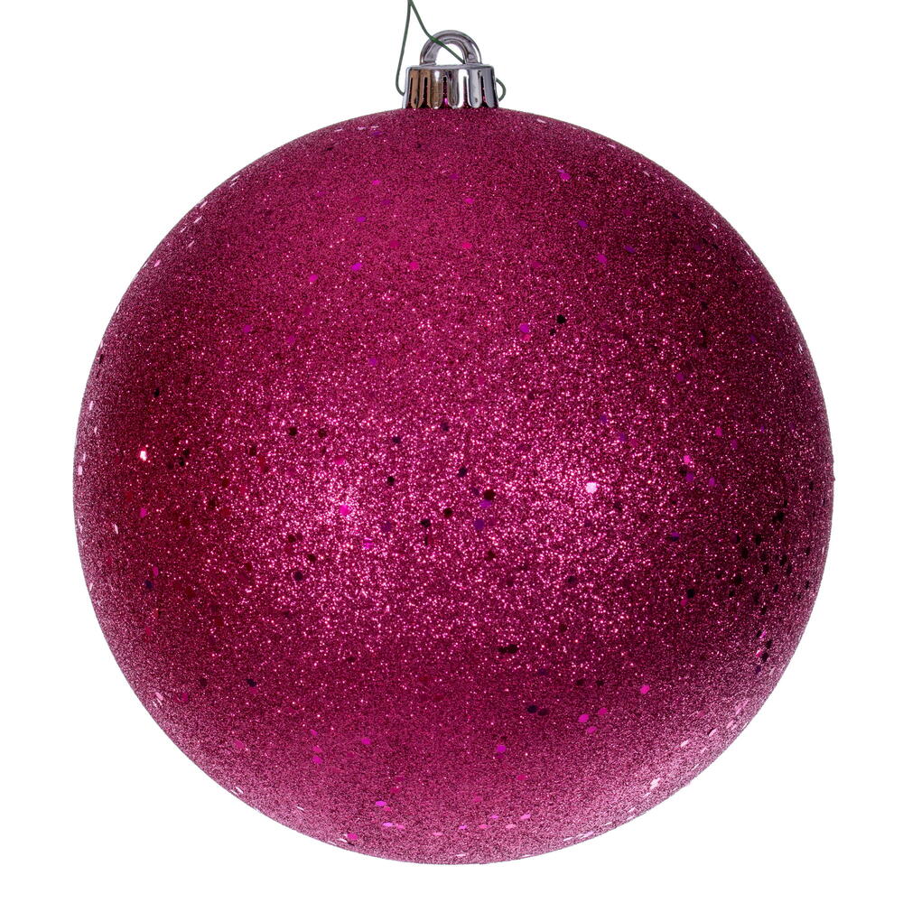 Vickerman 8" Hot Pink 4-Finish Ball Ornament 4 per bag.