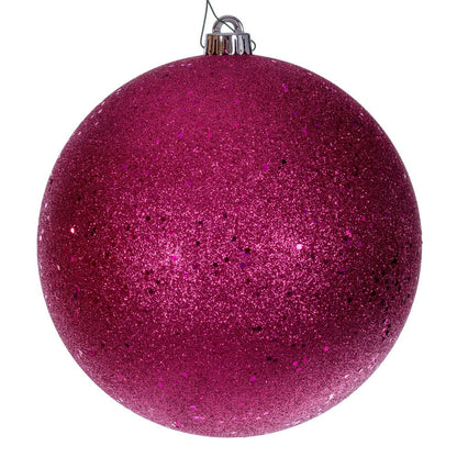 Vickerman 8" Hot Pink 4-Finish Ball Ornament 4 per bag.