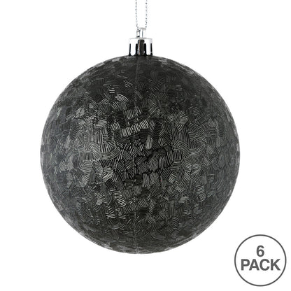 Vickerman 4" Black Brushed Ball Ornament 6 per Bag