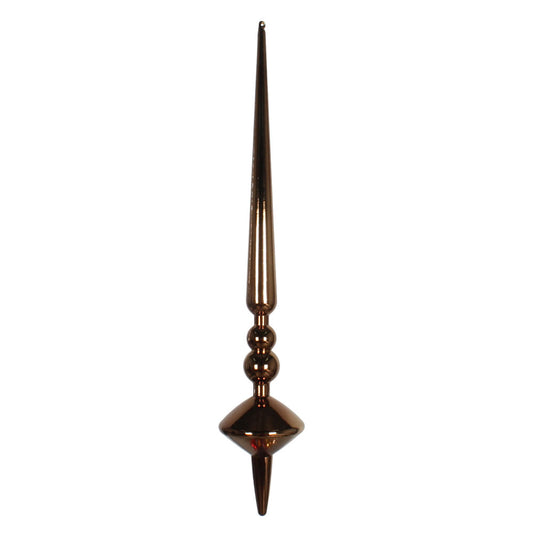 Vickerman 18" Mocha Shiny Cupola Finial. This long finial ornament adds depth and texture to any holiday decorating project. Made with shatterproof plastic.