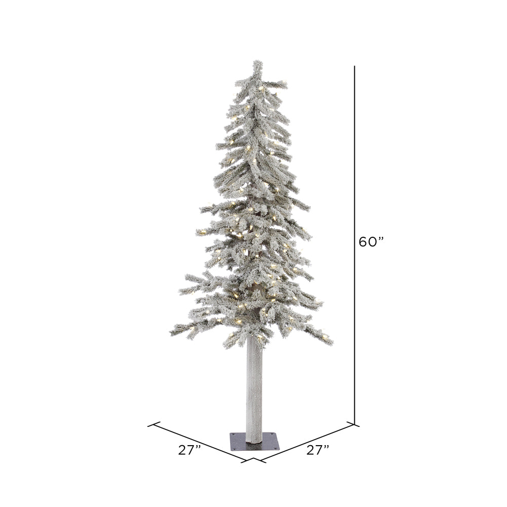 Vickerman 5' Flocked Alpine Artificial Christmas Tree Pure White  Single Mold LED lights