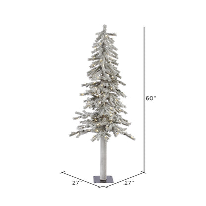 Vickerman 5' Flocked Alpine Artificial Christmas Tree Pure White  Single Mold LED lights