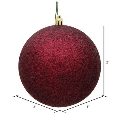 Vickerman 3" Burgundy Glitter Ball Ornament 12 per Bag