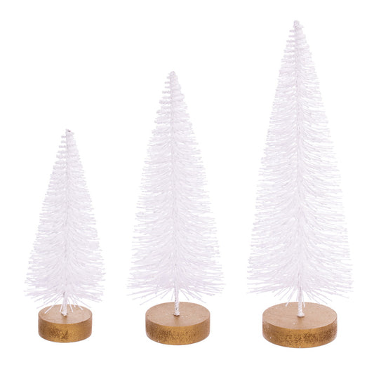 Vickerman 8"-10"-12" White Sisal Bottle Brush Tree Set Set of 3