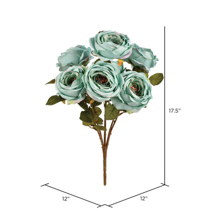 Vickerman 17.5" Artificial Powder Blue Rose Bush.
