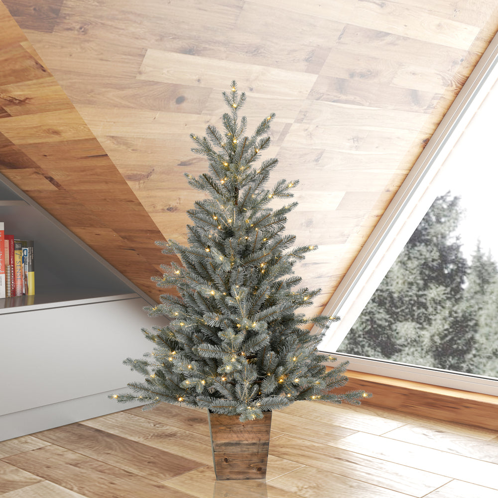 Vickerman 4' x 33" Gooding Potted Pine Artificial Tree Warm White LED Mini Lights