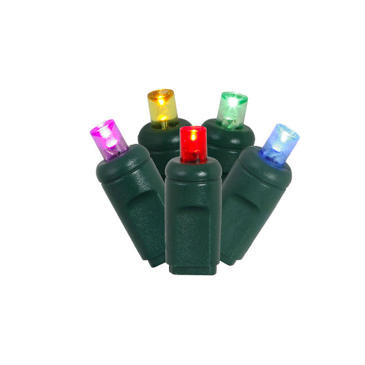 Vickerman 70 Multi-Colored Twinkle LED Light on Green Wire 4" Spacing x 24' Long Light Strand.