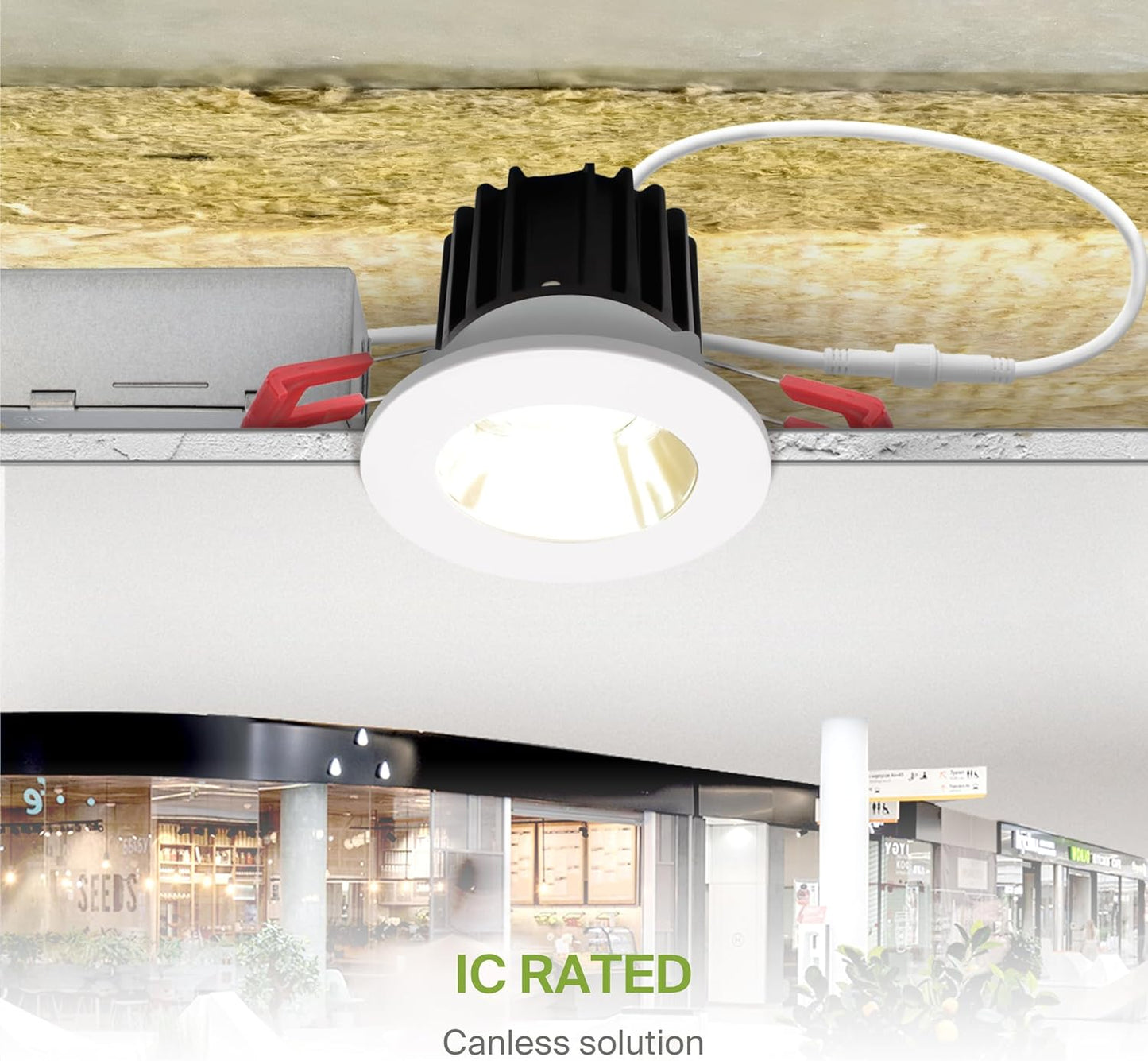 ASD Lighting LED Downlight 1INCH Changeable Round 8W CCT Selectable 2700/3000/3500/4000/5000K Dimmable, Chrome Smooth reflector, White trim, ETL Energy Star