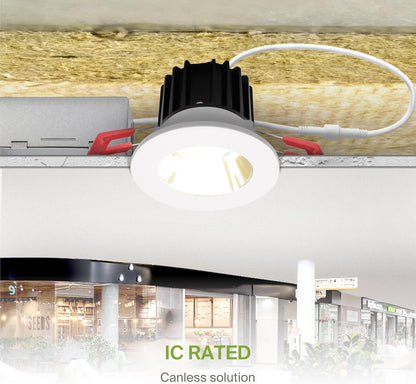 ASD Lighting LED Downlight 1INCH Changeable Round 8W CCT Selectable 2700/3000/3500/4000/5000K Dimmable, Chrome Smooth reflector, White trim, ETL Energy Star