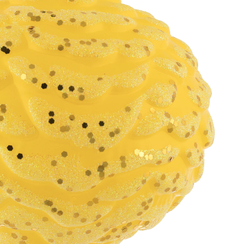 Vickerman 6" Yellow Glitter Pinecone Christmas Ornament 6 per Bag