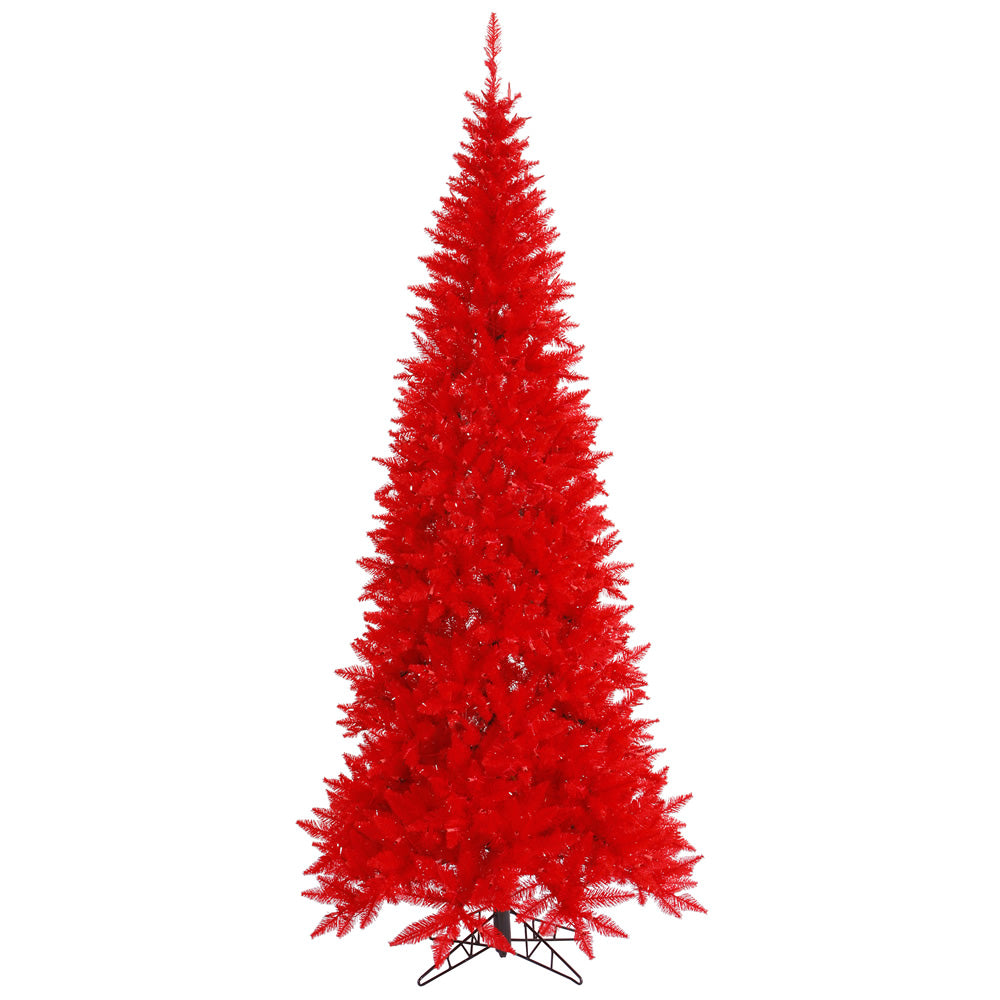 Vickerman 7.5' Red Fir Slim Artificial Christmas Tree Unlit