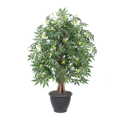 Vickerman 4' Artificial Japanese Maple Extra Full Bush Gray Round Plastic Container.