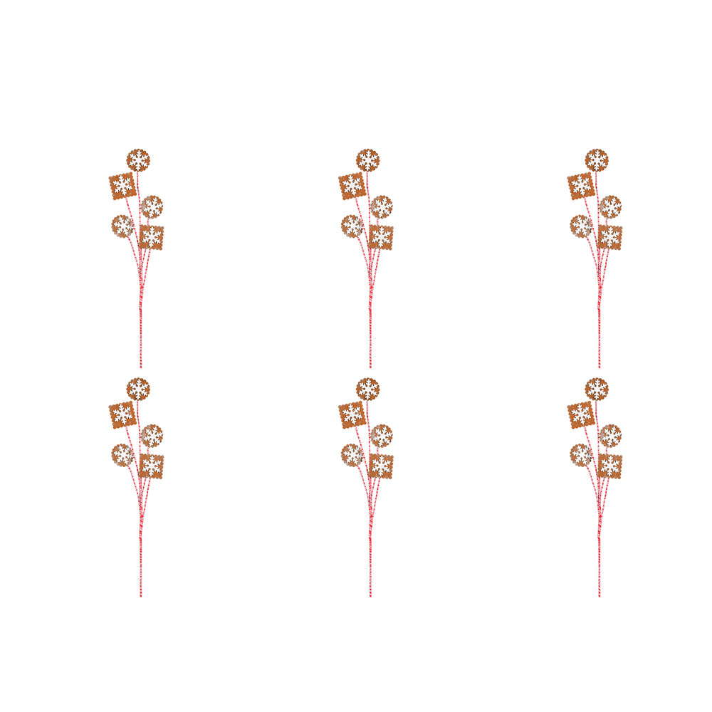 Vickerman Gingerbread Snowflake Artificial Christmas Spray. Includes 6 sprays per pack.