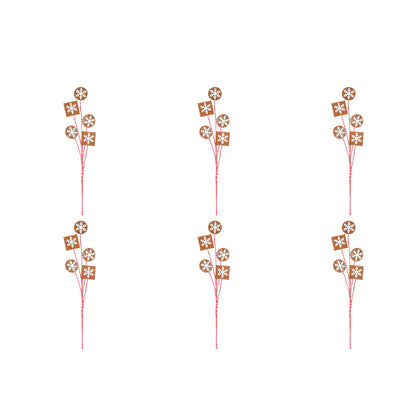 Vickerman Gingerbread Snowflake Artificial Christmas Spray. Includes 6 sprays per pack.