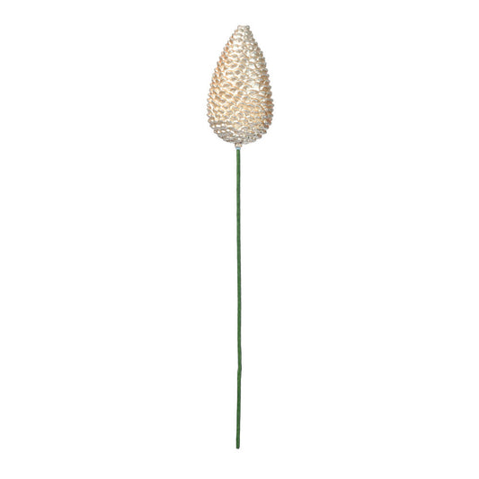 Vickerman 24" x 7" Champagne Matte Glitter Pinecone Aritificial Christmas Stick 4 per set
