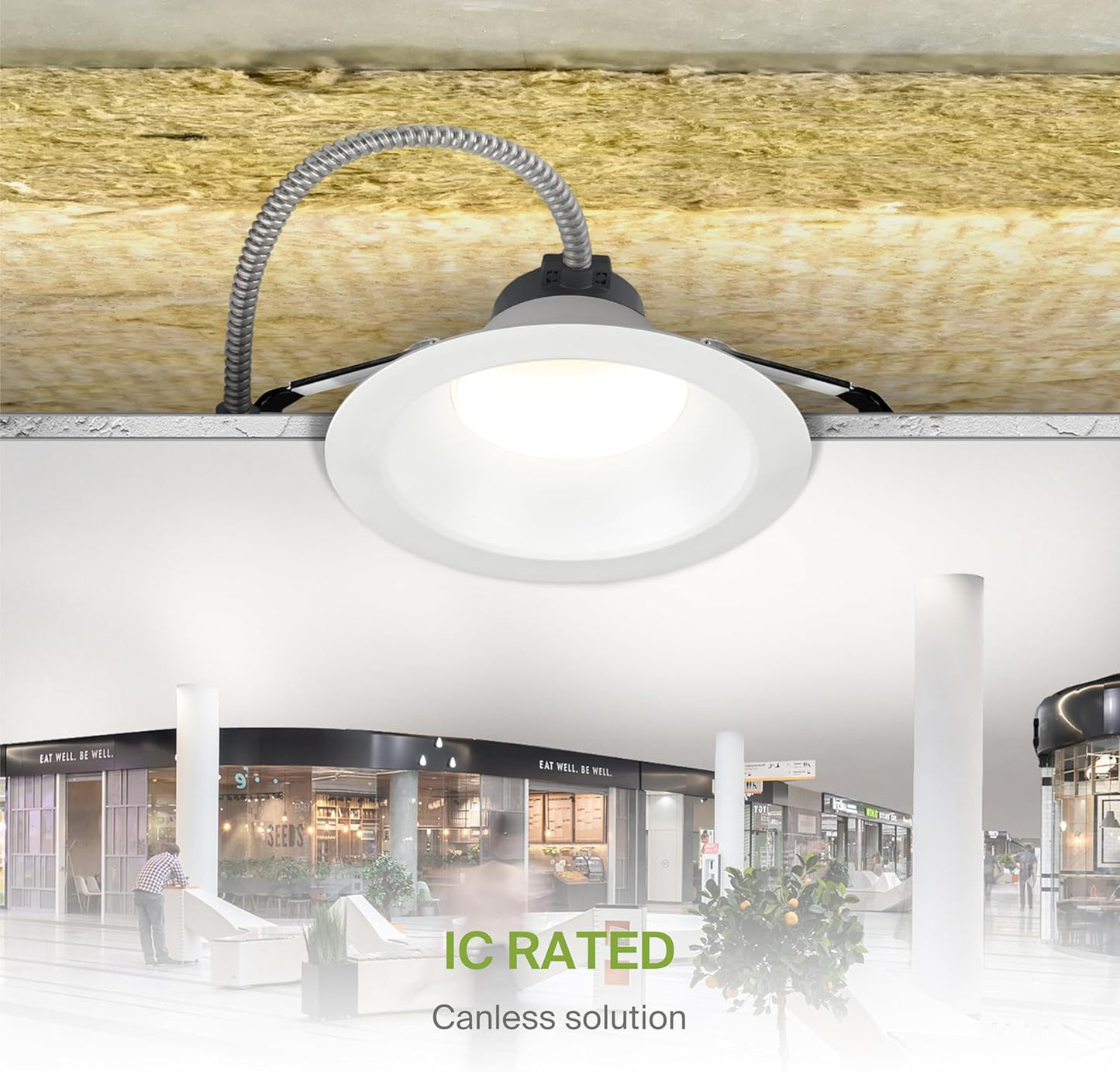 ASD Lighting LED Commercial Downlight Round 8inch 16/22/26/30/35W 120-277V 0-10V Dimmable 125Lm/W 2700/3000/3500/4000/5000K White ETL ES