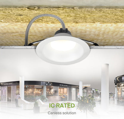 ASD Lighting LED Commercial Downlight Round 8inch 16/22/26/30/35W 120-277V 0-10V Dimmable 125Lm/W 2700/3000/3500/4000/5000K White ETL ES