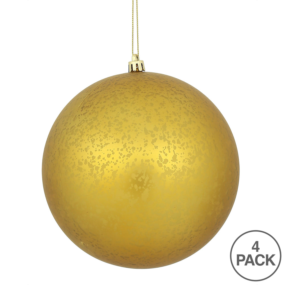 Vickerman 6" Gold Matte Mercury Ball Ornament 4 per Bag