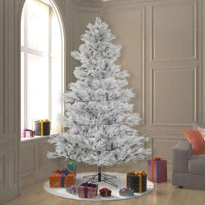 Vickerman 7.5' x 52" Flocked Alder Long Needle Pine Artificial Christmas Tree Frosted White C7 LED Lights