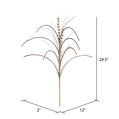 Vickerman 29" Champagne Glitter Harvest Artificial Christmas Spray. Includes 6 sprays per pack.