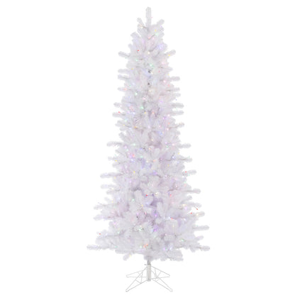 Vickerman 10' x 52" Crystal White Slim Artificial Christmas Tree Multi-Colored LED Lights