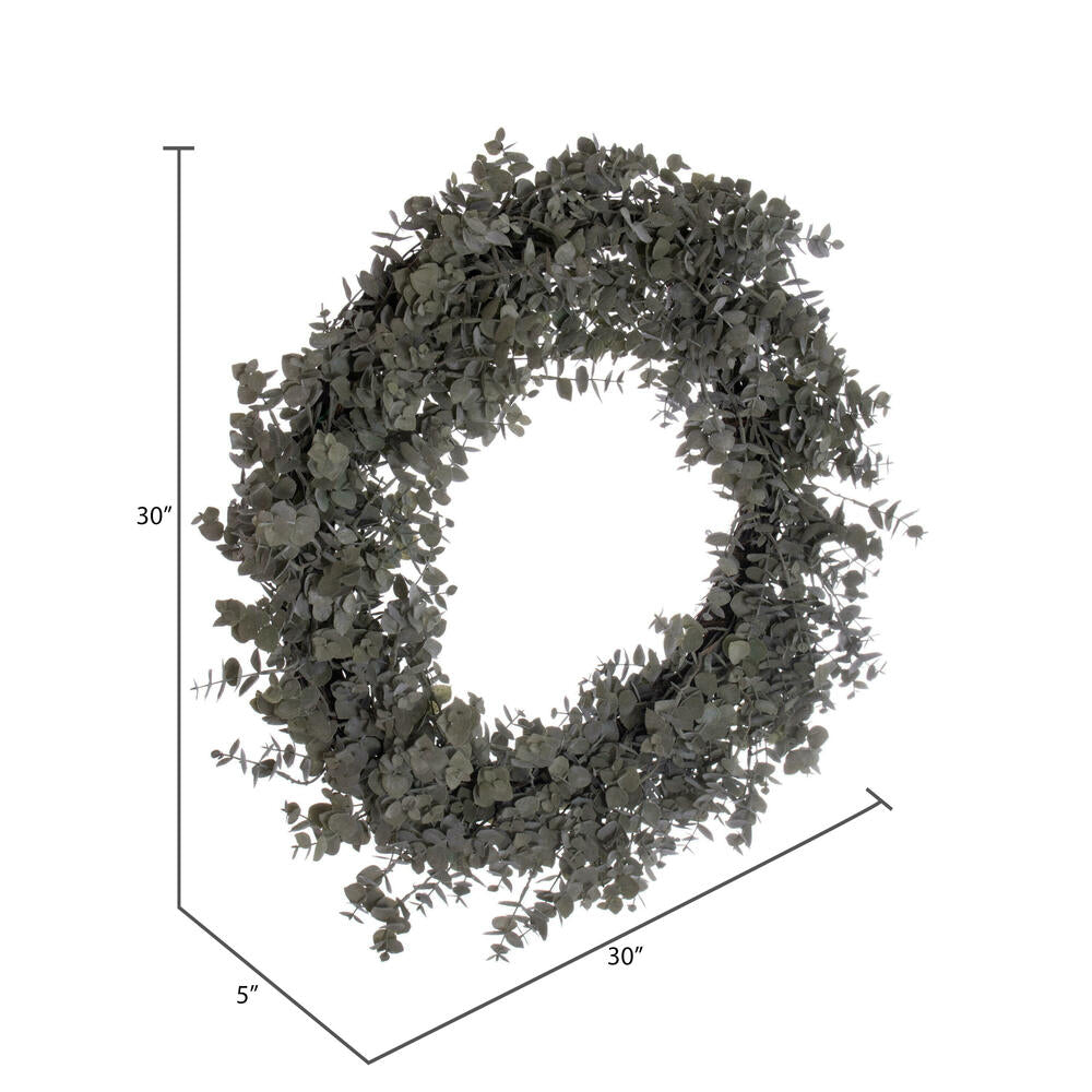 Vickerman 30" Artificial Green Gray Eucalyptus Wreath