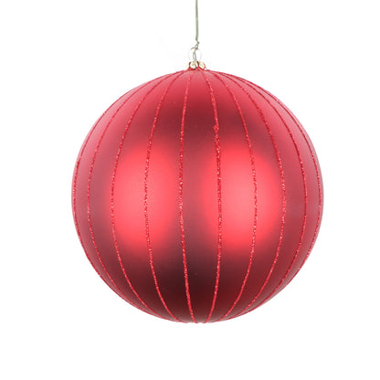 Vickerman 6" Red Matte Glitter Ball Christmas Ornament 2 pieces per bag