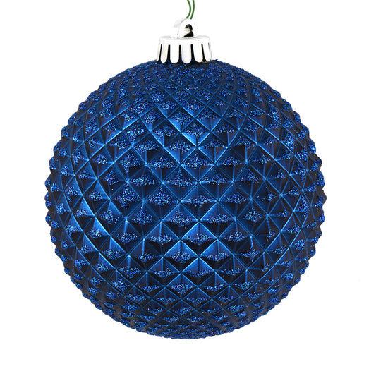 Vickerman 4" Midnight Blue Durian Glitter Ball Ornament 6 per Bag