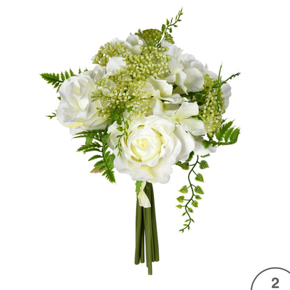 Vickerman 12'' Artificial White Rose Bouquet Pack of 2
