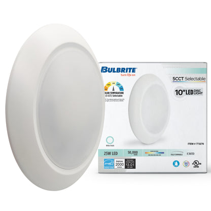 Bulbrite 773276 25-Watt LED 10" Disc, 5 CCT - 27/30/35/40/50K 2000 Lumens