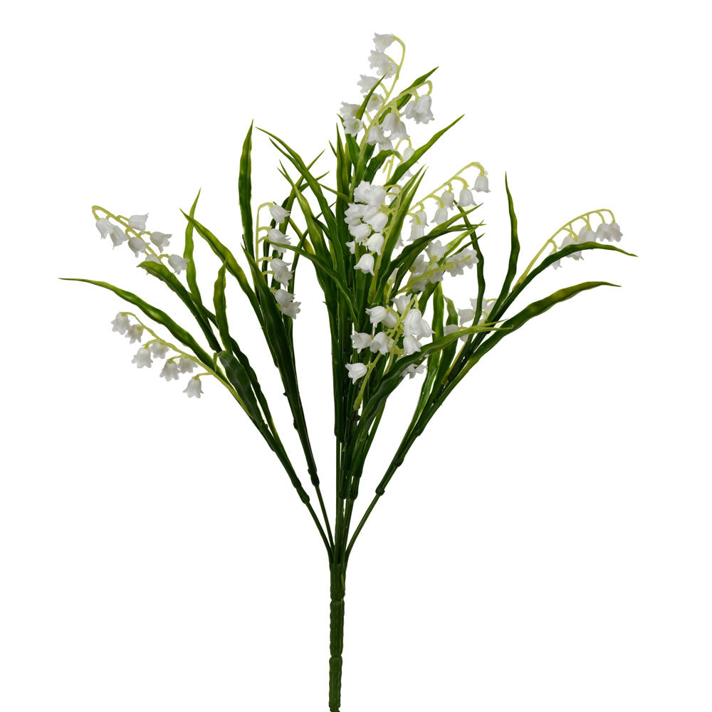 Vickerman 16" Artificial Lily of the Valley Bush Set of 3
