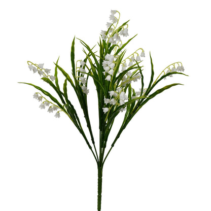 Vickerman 16" Artificial Lily of the Valley Bush Set of 3