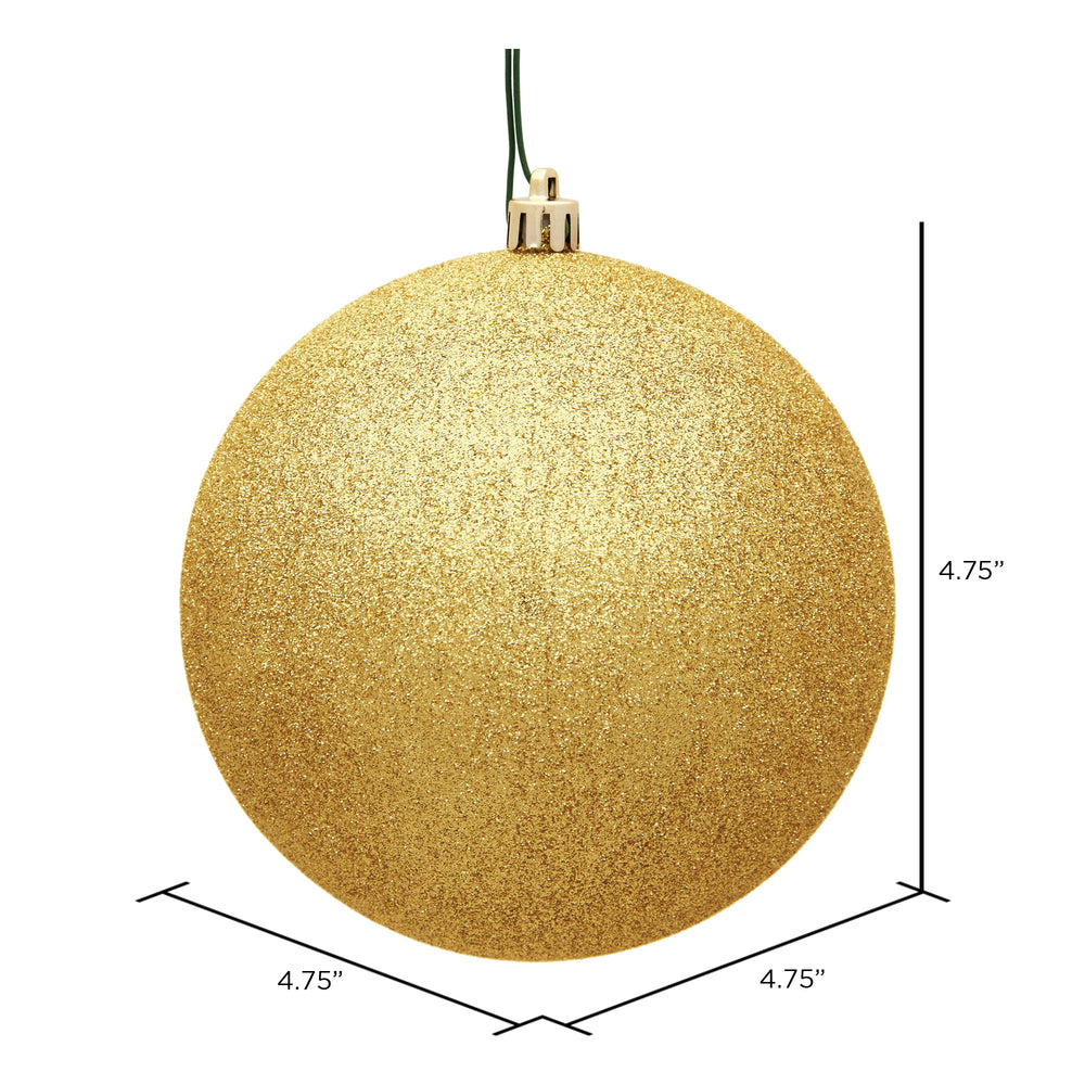 Vickerman 4.75" Honey Gold Glitter Ball Ornament 4 per Bag