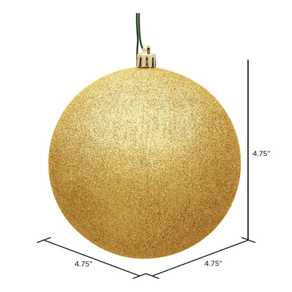 Vickerman 4.75" Honey Gold Glitter Ball Ornament 4 per Bag