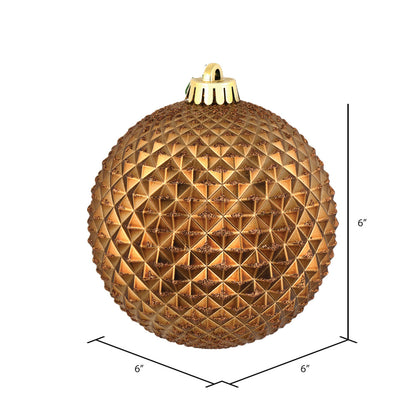 Vickerman 6" Mocha Durian Glitter Ball Ornament 4 per Bag
